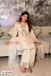 Kf 909 Chinon Embroidery Mirror Work Kurti With Bottom Dupatta